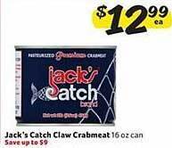 Winn Dixie Jack's catch claw crabmeat offer