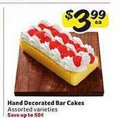 Winn Dixie Hand decorated bar cakes offer