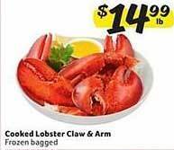 Winn Dixie Cooked lobster claw & arm offer