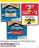 Winn Dixie Kraft singles offer
