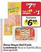 Winn Dixie Oscar mayer deli fresh lunchmeat offer