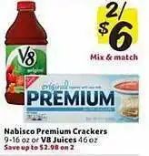 Winn Dixie Nabisco premium crackers or v8 juices offer