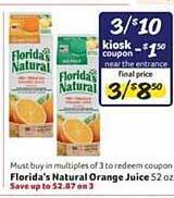Winn Dixie Florida's natural orange juice offer