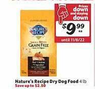 Winn Dixie Nature's recipe dry dog food offer