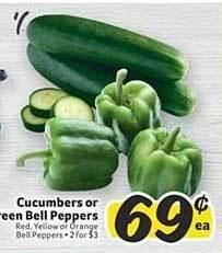 Winn Dixie Cucumbers or green bell peppers offer