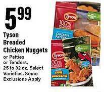 Big Y Tyson breaded chicken nuggets offer