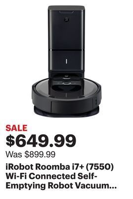 Best Buy Irobot roomba i7+ (7550) wi-fi connected self-emptying robot vacuum - charcoal offer