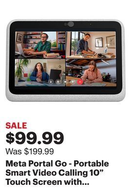 Best Buy Meta portal go - portable smart video calling 10" touch screen with battery and bluetooth speaker - light grey offer