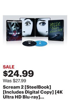 Best Buy Scream 2 [steelbook] [includes digital copy] [4k ultra hd blu-ray] [1997] offer