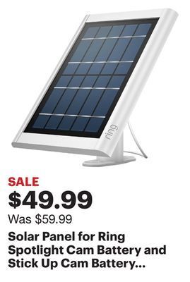 Best Buy Solar panel for ring spotlight cam battery and stick up cam battery - white offer