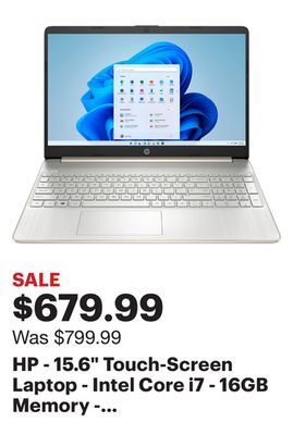 Best Buy Hp - 15.6" touch-screen laptop - intel core i7 - 16gb memory - 512gb ssd - natural silver offer