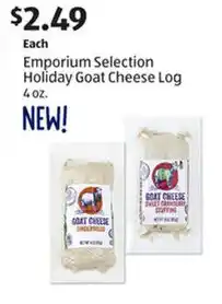 Aldi Emporium Selection Holiday Goat Cheese Log 4 oz. offer