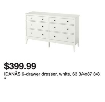Ikea Idanäs 6-drawer dresser, white, 63 3/4x37 3/8 " offer