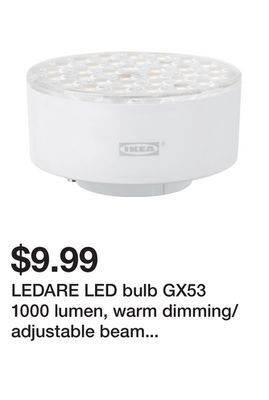 Ikea Ledare led bulb gx53 1000 lumen, warm dimming/adjustable beam angle, 2700 k offer