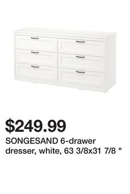 Ikea Songesand 6-drawer dresser, white, 63 3/8x31 7/8 " offer