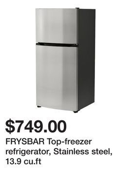 Ikea Frysbar top-freezer refrigerator, stainless steel, 13.9 cu.ft offer