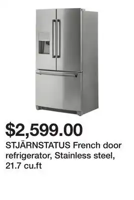 Ikea Stjärnstatus french door refrigerator, stainless steel, 21.7 cu.ft offer