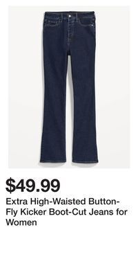 Old Navy Extra high-waisted button-fly kicker boot-cut jeans for women offer