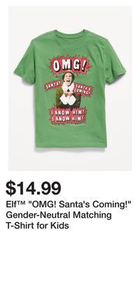 Old Navy Elf™ "omg! santa's coming!" gender-neutral matching t-shirt for kids offer