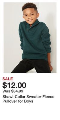 Old Navy Shawl-collar sweater-fleece pullover for boys offer