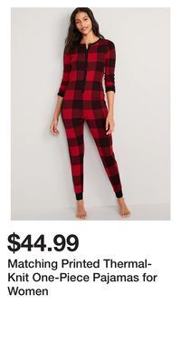 Old Navy Matching printed thermal-knit one-piece pajamas for women offer
