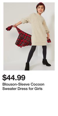 Old Navy Blouson-sleeve cocoon sweater dress for girls offer