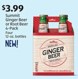 Aldi Summit Ginger Beer or Root Beer 4-Pack Four 12 oz. bottles offer