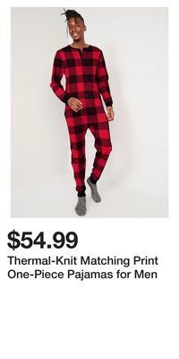 Old Navy Thermal-knit matching print one-piece pajamas for men offer