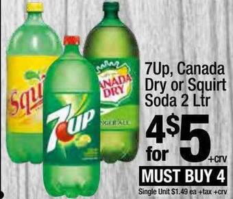 Super King Markets 7up, canada dry or squirt soda offer