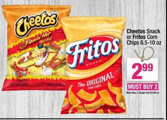 Super King Markets Cheetos snack or fritos corn chips offer