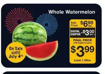 Fairway Store Market Whole Watermelon offer