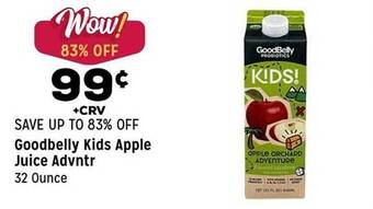 Grocery Outlet Goodbelly kids apple juice advntr offer