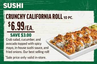 Central Market Crunchy california roll offer
