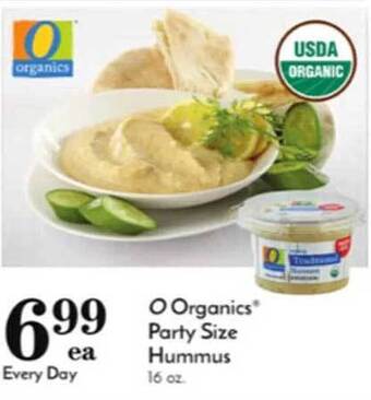 Pavilions O organics party size hummus offer