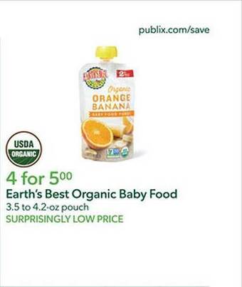 Publix Earth's best organic baby food offer