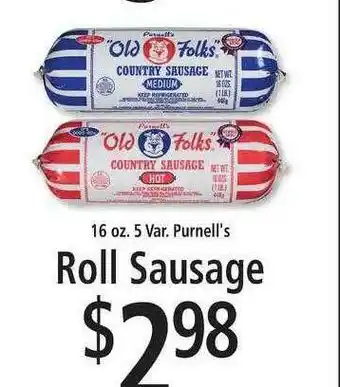 FoodFair 16 Oz. 5 Var. Purnell's Roll Sausage offer