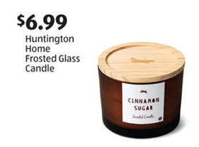 Aldi Huntington Home Frosted Glass Candle offer