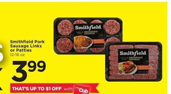 Cub Foods Smithfield pork sausage links or patties offer