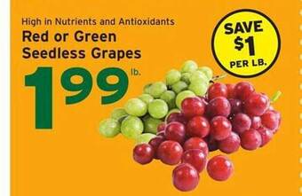 Hannaford Red or green seedless grapes offer