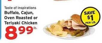 Hannaford Taste of inspirations buffalo, cajun, oven roasted or teriyaki chicken offer
