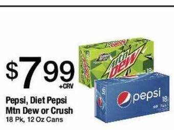 Jons International Pepsi, diet pepsi mtn dew or crush offer