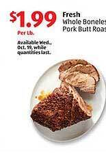Aldi Fresh whole boneless pork butt roast offer