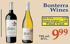 Market Basket Bonterra wines offer