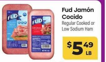 Fud jamón cocido regular cooked or low sodium ham