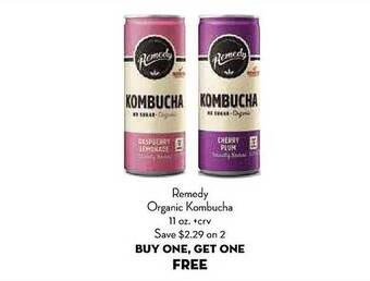 Bristol Farms Remedy organic kombucha offer