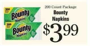 Morton Williams Bounty napkins offer