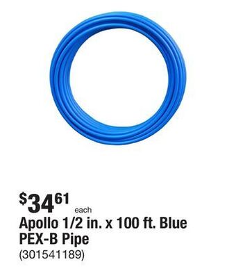 The Home Depot Apollo 1/2 in. x 100 ft. blue pex-b pipe offer
