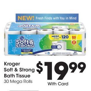 Kroger Kroger soft & strong bath tissue offer