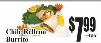Baja Ranch Chile relleno burrito offer
