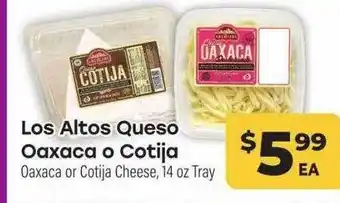 Cardenas Los altos queso oaxaca o cotija oaxaca or cotija cheese 14 tray offer